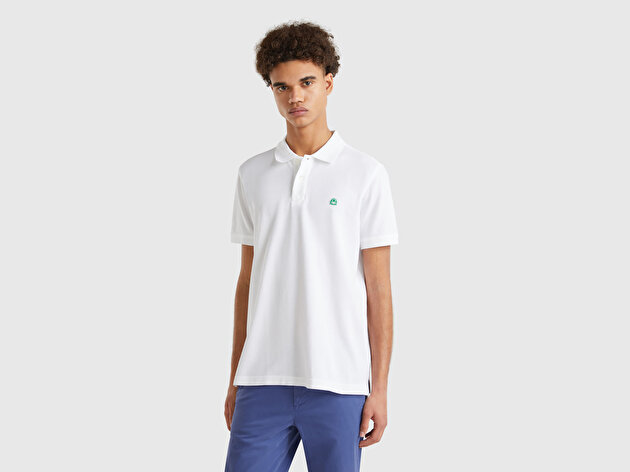 Benetton Erkek Beyaz Regular Fit Kısa Kollu Polo T-Shirt