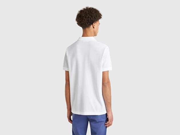 Benetton Erkek Beyaz Regular Fit Kısa Kollu Polo T-Shirt