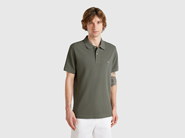 Benetton Erkek Haki Regular Fit Kısa Kollu Polo T-Shirt