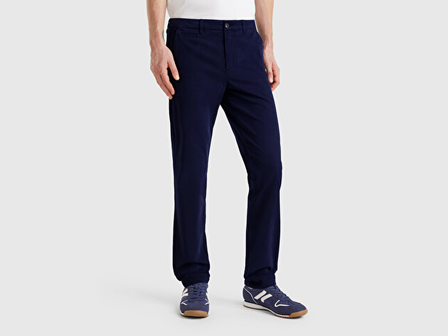Benetton Erkek Lacivert Slim Fit Chino Pantolon