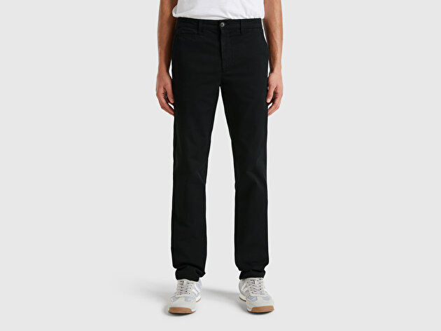 Benetton Erkek Siyah Slim Fit Chino Pantolon