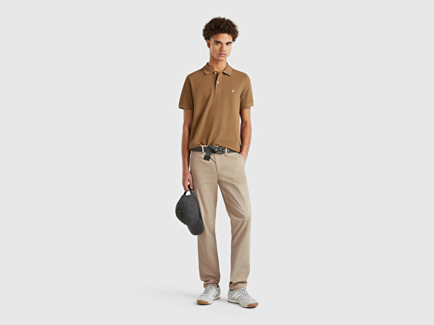 Benetton Erkek Bej Slim Fit Chino Pantolon