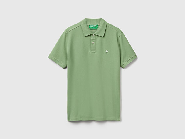 Benetton Erkek Açık Yeşill Regular Fit Kısa Kollu Polo T-Shirt