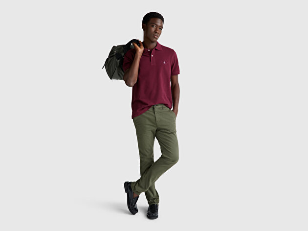 Benetton Erkek Mürdüm Regular Fit Kısa Kollu Polo T-Shirt