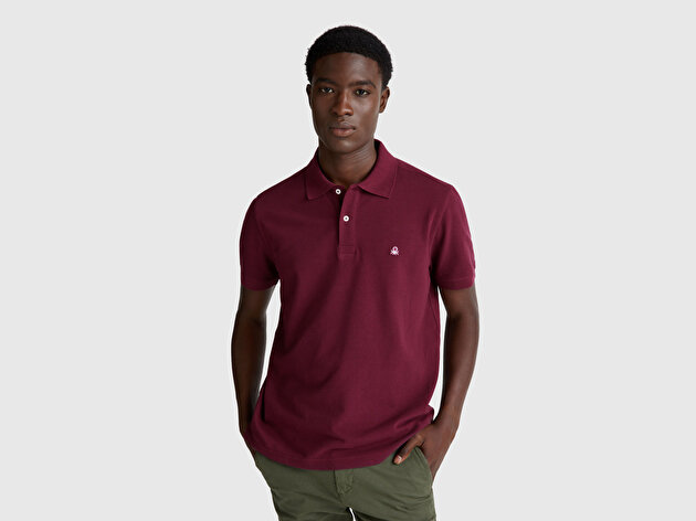 Benetton Erkek Mürdüm Regular Fit Kısa Kollu Polo T-Shirt