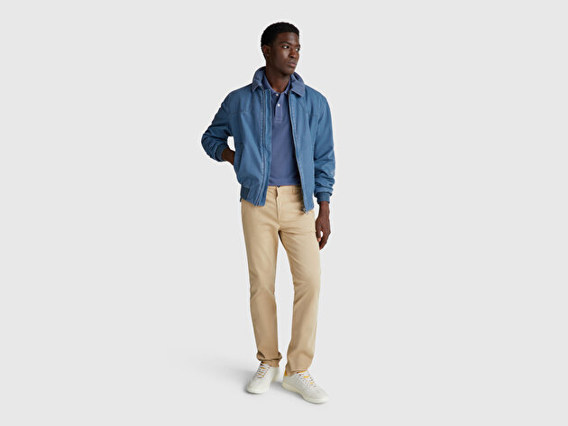 Benetton Erkek Havacı Mavi Regular Fit Kısa Kollu Polo T-Shirt