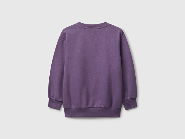 Benetton Erkek Bebek Mor Önü İllüzyon Efektli Bisiklet Yaka Relaxed Fit Sweatshirt