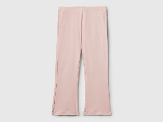 Benetton Kız Bebek Toz Pembe Logo Detaylı Flare Tayt