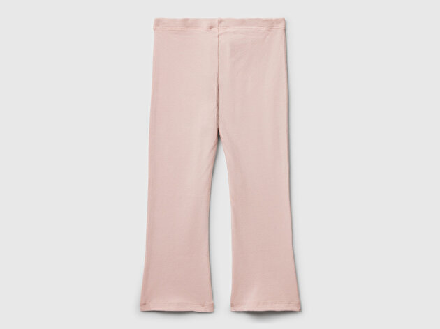 Benetton Kız Bebek Toz Pembe Logo Detaylı Flare Tayt