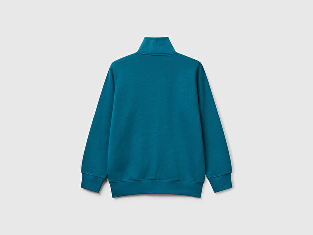Benetton Erkek Çocuk Petrol Mavisi Logolu Sweatshirt