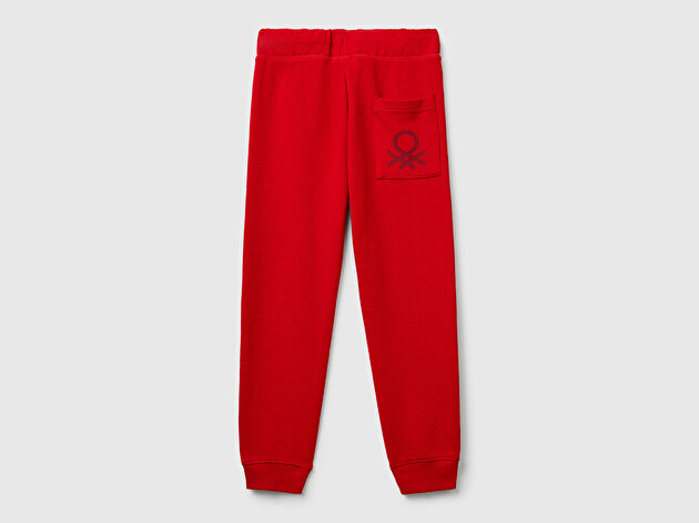 Benetton Erkek Çocuk Kırmızı Arka Cebi Logolu Eşofman Altı