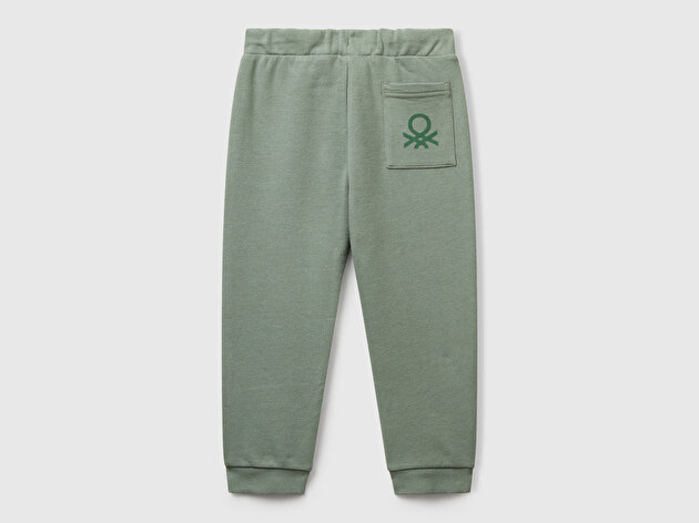 Benetton Erkek Bebek Haki Arka Cebi Logo Eşofman Altı