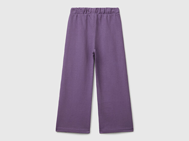 Benetton Kız Çocuk Mor Etiket Detaylı Yırtmaçlı Büzgü İpli  Eşofman Altı