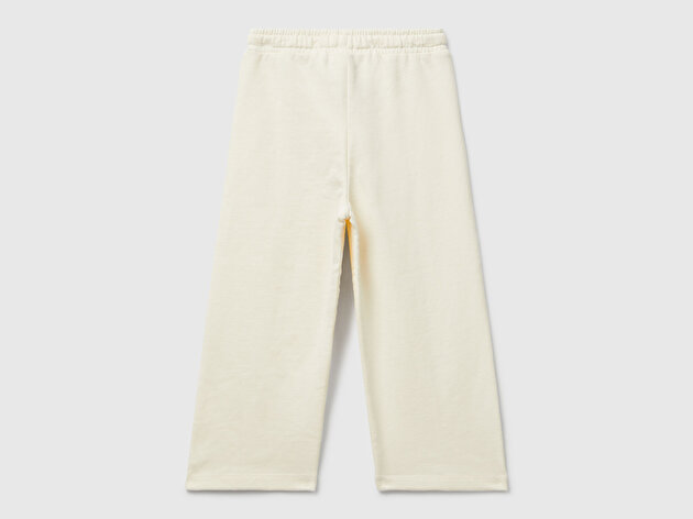 Benetton Kız Bebek Ekru Dikiş Detaylı Beli Büzgü İpli Bol Paça Eşofman Altı