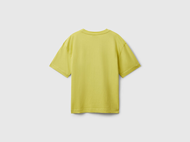 Benetton Erkek Çocuk Hardal Çok Renkli Peanuts Baskılı Kolu Logo Etiketli Comfort Fit T-shirt
