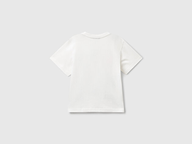 Benetton Erkek Bebek Ekru Önü Renkli Peanuts Baskılı Jarse T-shirt