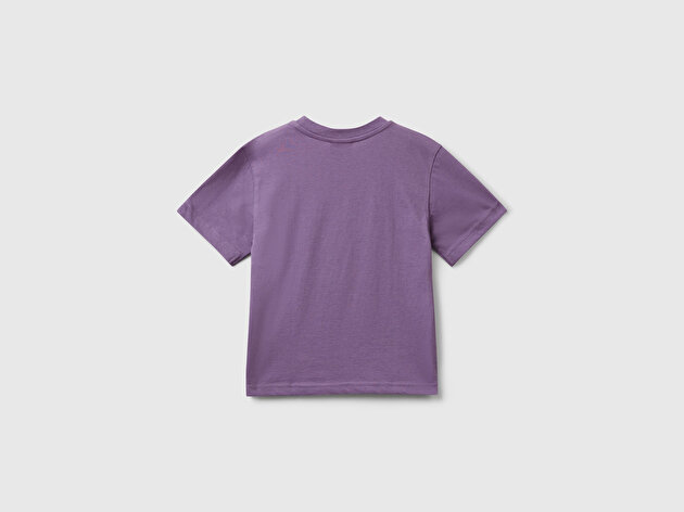 Benetton Erkek Bebek Mor Önü Renkli Peanuts Baskılı Jarse T-shirt