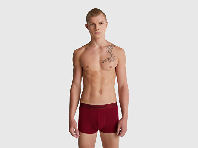 Benetton Erkek Bordo Logo Bantlı Boxer