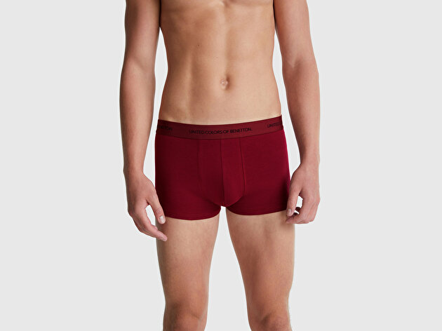 Benetton Erkek Bordo Logo Bantlı Boxer