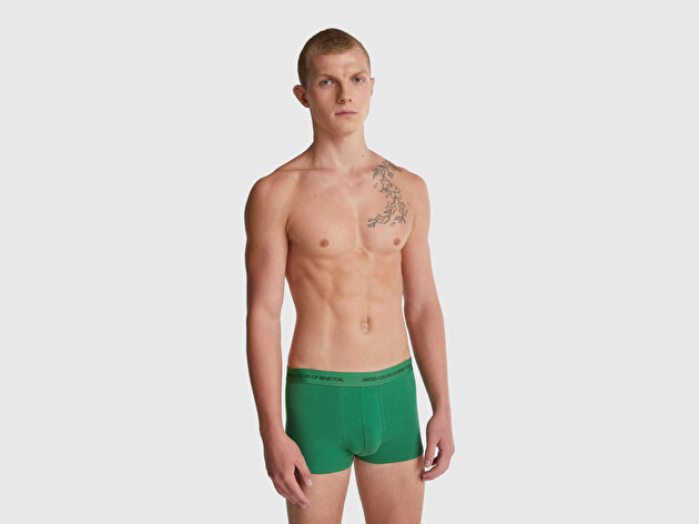 Benetton Erkek Yeşil Logo Bantlı Boxer
