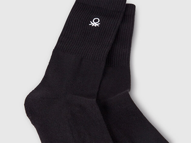 Benetton Unisex Siyah Benetton Logolu Soket Çorap