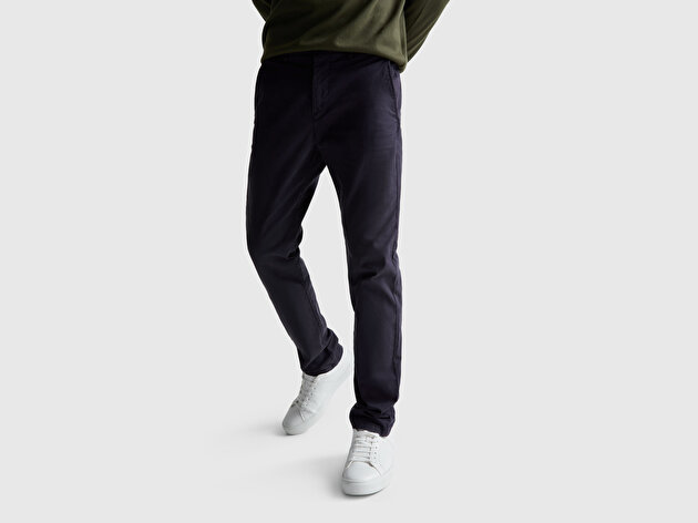 Benetton Erkek Lacivert Slim Fit Chino Pantolon