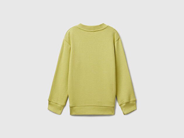 Benetton Erkek Bebek Hardal Çok Renkli Baskılı Relaxed Fit Sweatshirt