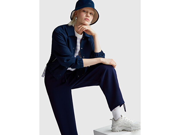 Benetton Kadın Lacivert Beli Bağcıklı Cepli Pantolon