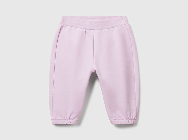 Benetton Bebek Lila Altı Kulaklı ve Hayvan İşlemeli Ribanalı Eşofman Altı