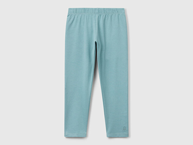 Benetton Kız Bebek Gri-Yeşil Benetton Logolu Uzun Tayt