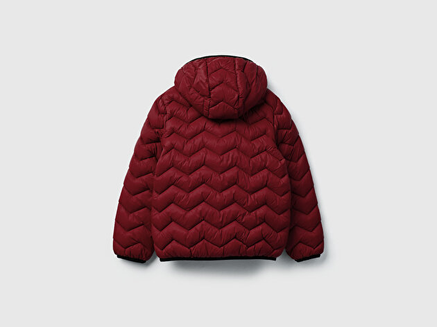 Benetton Erkek Çocuk Bordo Logo İşlemeli Mevsimlik İnce Pufa Mont