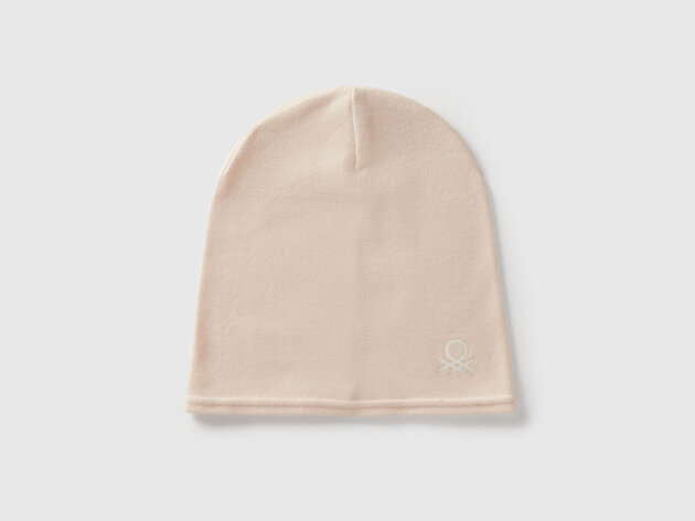 Benetton Erkek Bebek Ekru Logo İşlemeli İnce Bere