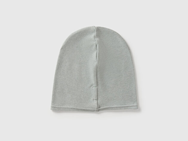 Benetton Erkek Bebek Açık Gri Logo İşlemeli İnce Bere