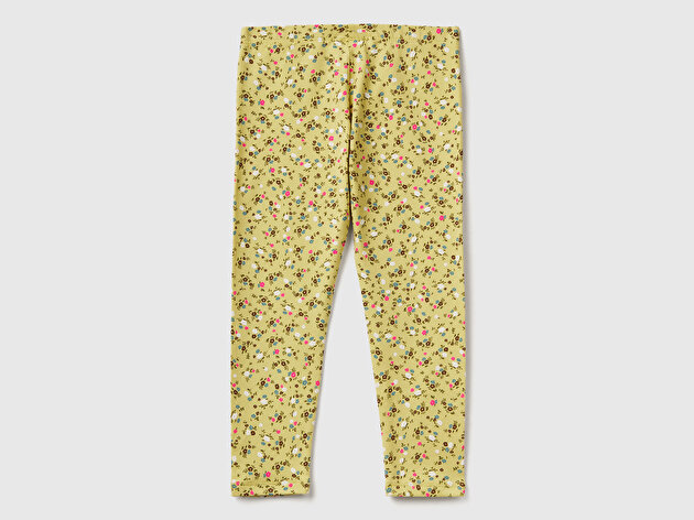 Benetton Kız Bebek Sarı Tamamı Baskılı Slim Fit Tayt