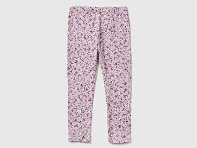 Benetton Kız Bebek Lila Tamamı Baskılı Slim Fit Tayt