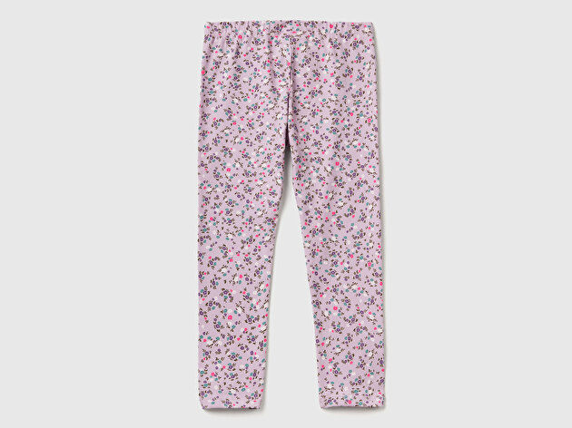 Benetton Kız Bebek Lila Tamamı Baskılı Slim Fit Tayt