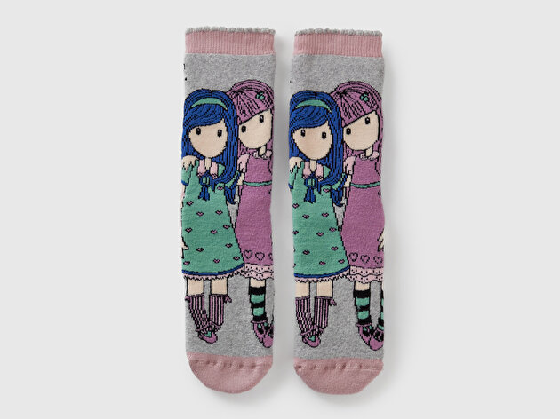 Benetton Erkek Çocuk Lila Mix Karakter Baskılı Çorap