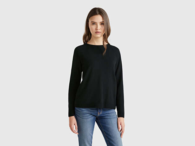 Benetton Kadın Sİyah Kaşmir Karışımlı Kazak