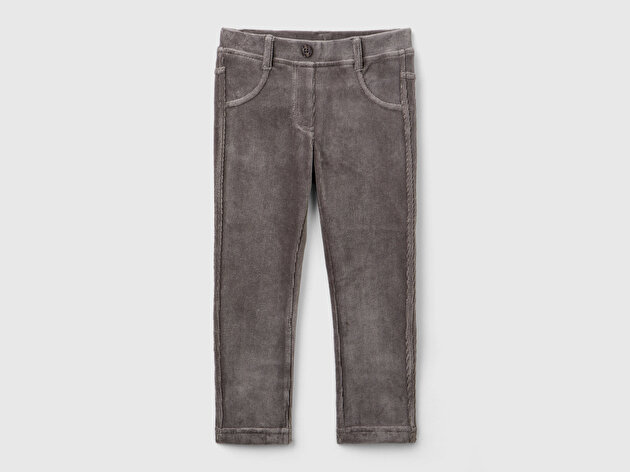 Benetton Kız Bebek Gri Fitilli Kadife Tayt