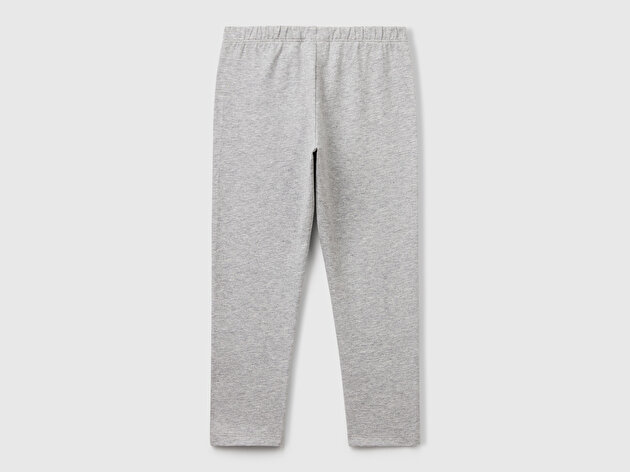 Benetton Kız Bebek Gri Melanj Benetton Logolu Uzun Tayt