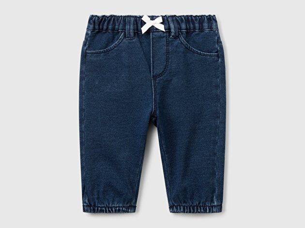 Benetton Bebek Lacivert Beli Kurdele Detaylı Cepli Denim  Pantolon