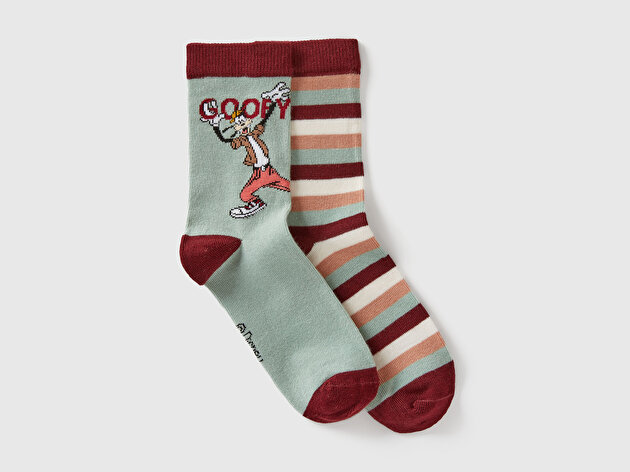 Benetton Erkek Çocuk Mint - Bordo Disney Baskılı Desenli Çorap