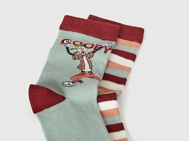 Benetton Erkek Çocuk Mint - Bordo Disney Baskılı Desenli Çorap