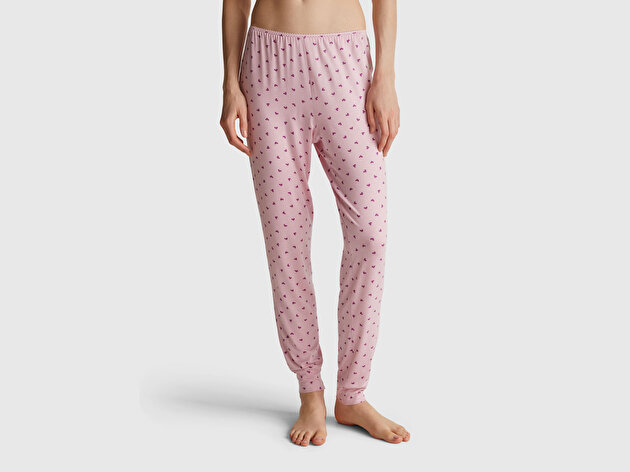 Benetton Kadın Pembe Viskoz Karışımlı Esnek Pijama Altı