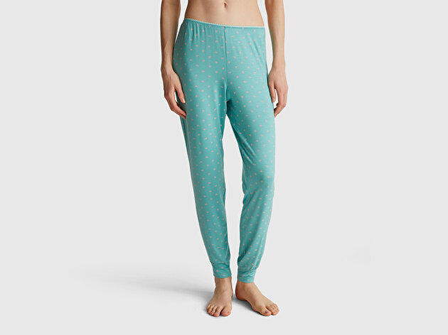 Benetton Kadın Turkuaz Viskoz Karışımlı Esnek Pijama Altı