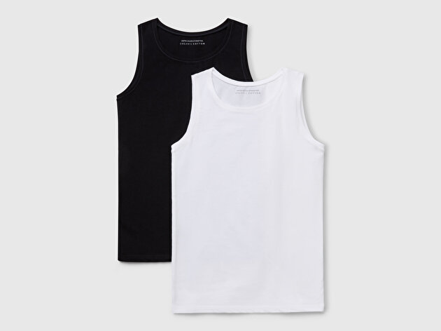 Benetton Kız Çocuk Siyah Kalın Askılı 2'li Atlet Seti