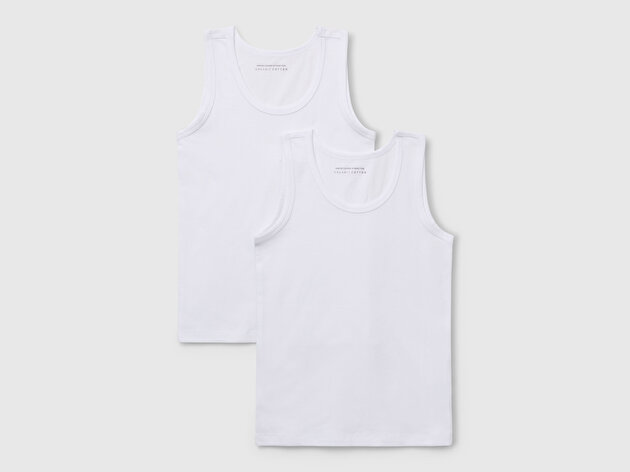 Benetton Erkek Çocuk Beyaz Askılı 2'li Düz Renkli Atlet Seti