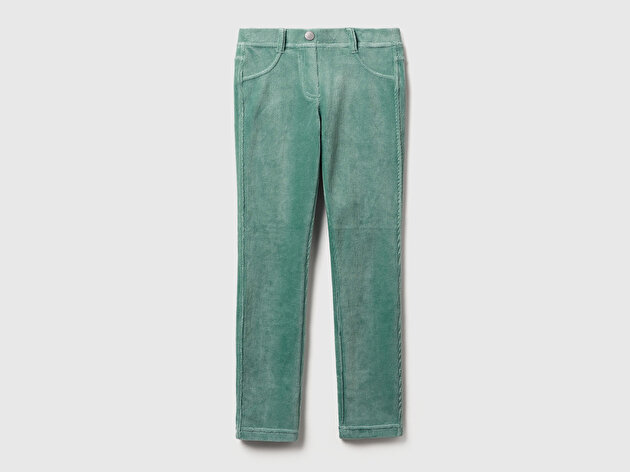 Benetton Kız Çocuk Gri-Yeşil Kadife Tayt