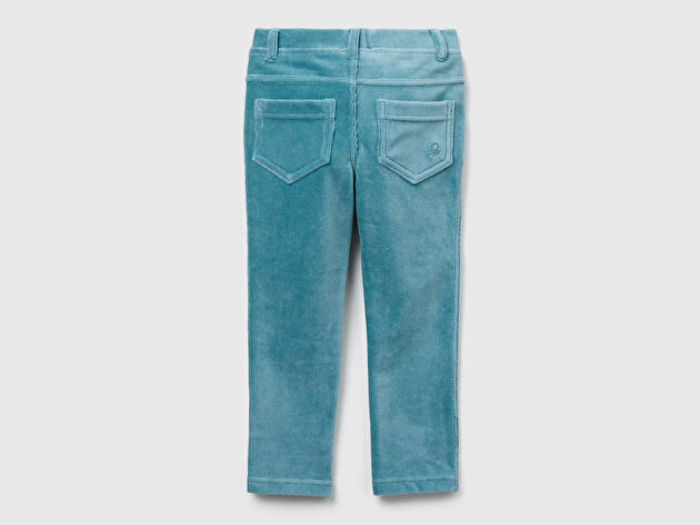 Benetton Kız Bebek Gri-Yeşil Fitilli Kadife Tayt