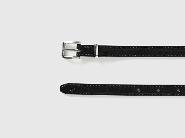 Benetton Kadın Siyah Metal Tokalı Kemer